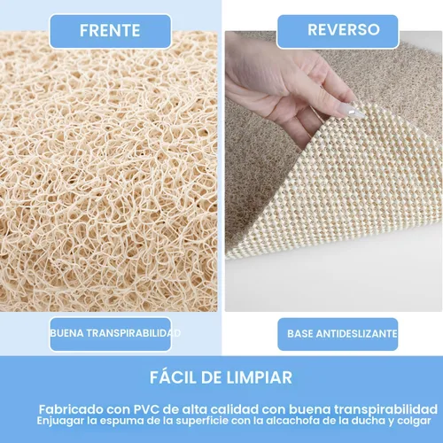 Vista 4 de Hargiis - Tapete antideslizante de secado rápido para tina y ducha, tapete exfoliante para pies, para baño, cocina u hotel, beige, 24 x 16 pulgadas