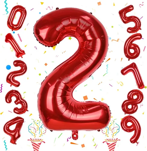 Vista 65 de Globos de Sirena Número 0 de 40 Pulgadas, Juego de Globos de Números Grandes Morado Verde Azulado Arcoíris 0-9, Globos de Números de Papel