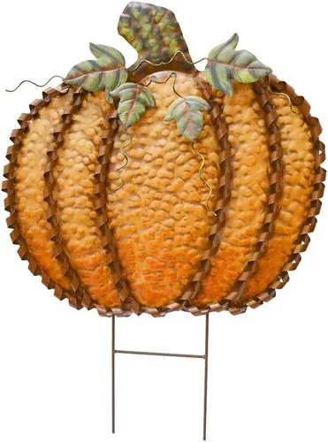 Vista 10 de Morning View Letrero de metal con estacas de calabaza para patio, decoración de otoño, calabaza, rústico, decoración de jardín, decoración de patio