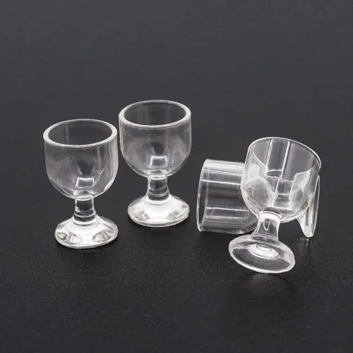 Vista 2 de Odoria Copas de vino vacías en miniatura 1/12, 4 piezas, accesorios de decoración para casa de muñecas, B
