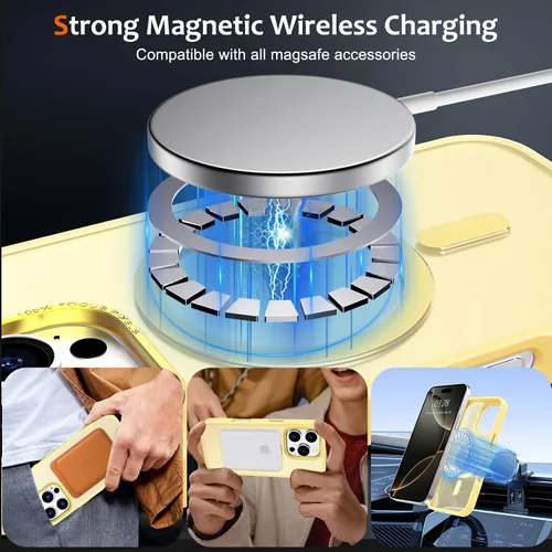 Vista 243 de Anuck - Funda magnética para iPhone 11 compatible con MagSafe, carcasa trasera mate translúcida dura, borde de TPU, delgada, resistente a impactos