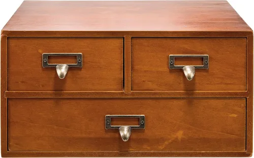 Vista 9 de Gabinete de boticario modular apilable de escritorio con 3 cajones, boticario de madera maciza para mesa, cajones de catálogo de tarjetas