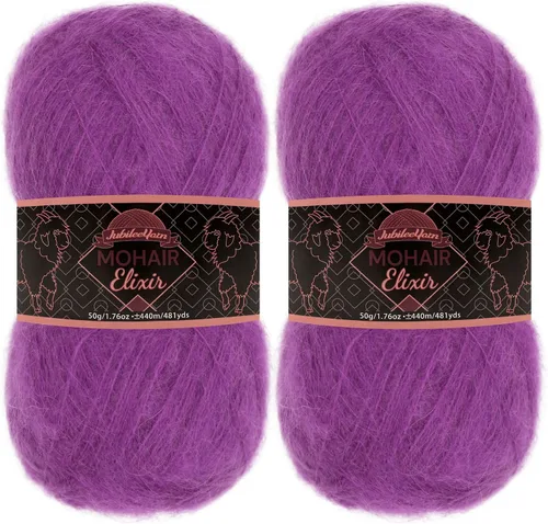 Vista 100 de JubileeYarn Mohair Elixir Yarn - 50g/Skein Baby Wool Blend - Cosmopolitan - 1 Skein