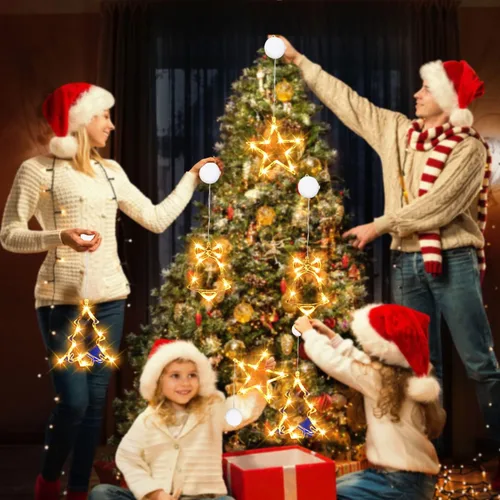 Vista 3 de 3 piezas de luces de ventana de Navidad, luces de decoración de Navidad alimentadas por batería, luces de cadena colgantes para interiores