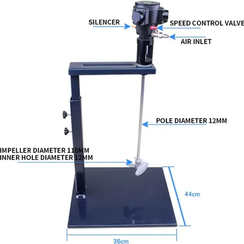 Vista 5 de CURIND Mezclador neumático de pintura, potente mezclador neumático de mano, motor neumático 5 galones/20L pintura recubrimiento mezclador a prueba