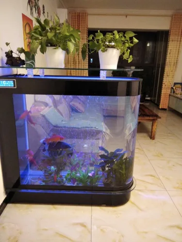 Vista 4 de con bomba de aire y acuario kit de lujo acuario de pecera ornamental grande Negro