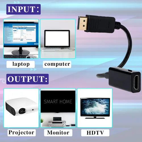 Vista 7 de Chuangdi Paquete de 10 adaptadores de cable de video DisplayPort a HD 4K