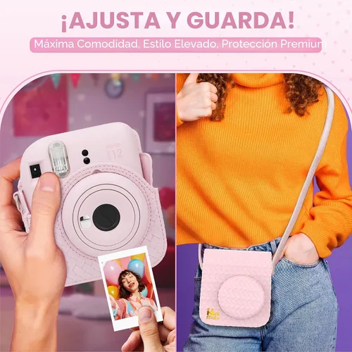 Vista 4 de Fujifilm Cámara instantánea Instax Mini 12 color rosa flor + estuche personalizado Minimate + película fotográfica Fuji Instax 10 hojas y álbum