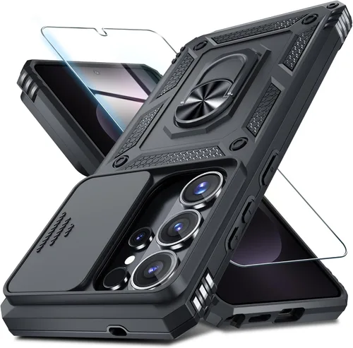 Vista 59 de Janmitta Compatible con Samsung Galaxy S24 FE Funda con Cubierta Deslizante Integrada para Lente de Cámara+Protector de Pantalla+Soporte de Anillo