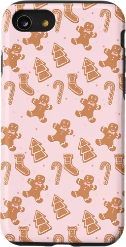 Vista 18 de iPhone 16 Pink Gingerbread Cookie Christmas with Polka Dots Case