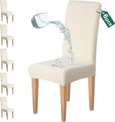 Vista 11 de Dioxide Juego de 4 fundas impermeables para sillas de comedor, fundas elásticas para sillas de comedor, fundas para sillas Parson, extraíbles