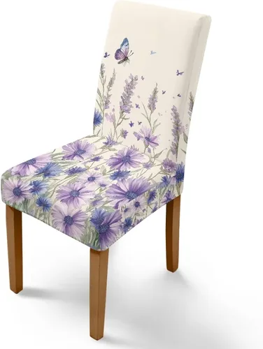 Vista 30 de Rnyleeg Juego de 1 funda para sillas de comedor con diseño de mariposa y rosa azul, elegante, suave, lavable, para cocina, hotel, ceremonia