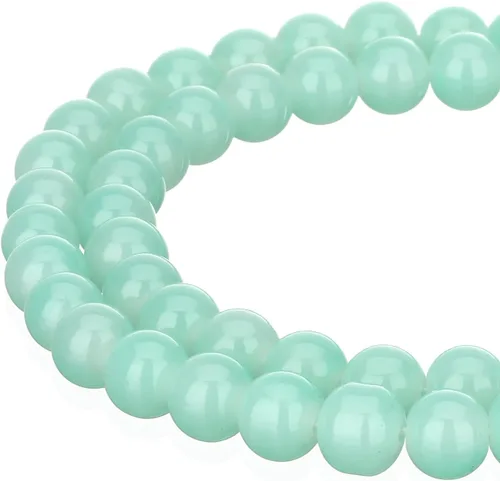 Vista 16 de RUBYCA 1 hebra 10MM Jade imitación ronda pintado recubierto de cuentas de vidrio DIY fabricación de joyas bebé rosa
