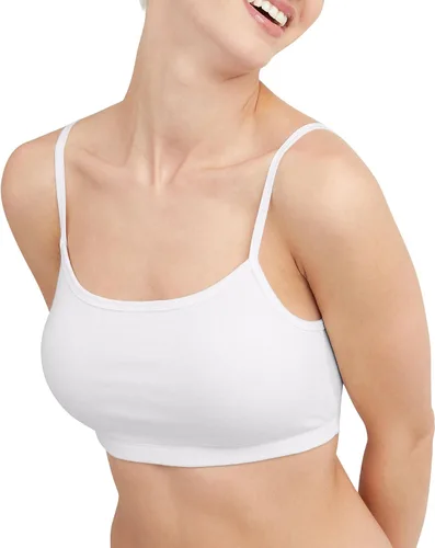 Vista 2 de Hanes Women's Cotton String Cropped Bralette Pack, Breathable Pullover Bra Crop Top, 3-Pack