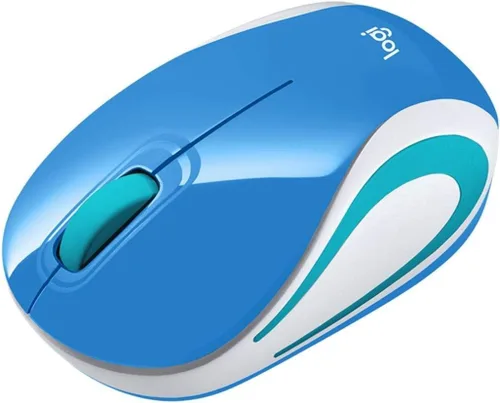 Vista 3 de Logitech Ratón Inalámbrico Mini M187 Ultraportátil, Seguimiento Óptico 1000 DPI, 3 Botones, PC/Mac/Laptop - Azul Palacio Blossom
