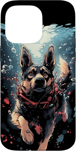 Vista 20 de iPhone 16 German Shepherd Dog Diving Swimming Underwater Case