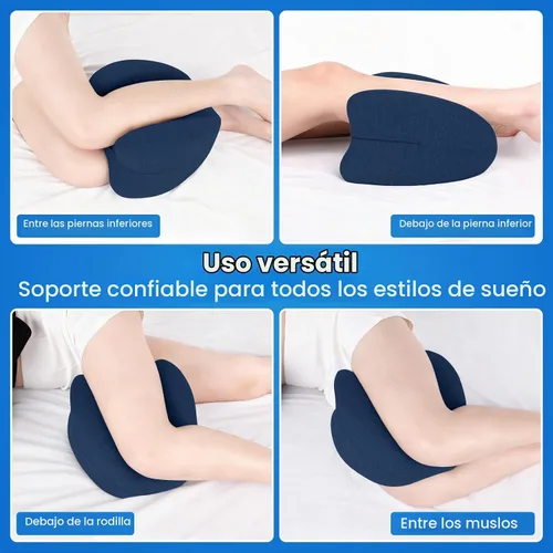 Vista 6 de Almohada de rodilla para dormir de lado, almohada de espuma viscoelástica de alta densidad para dormir de lado, diseño en forma de corazón para Azul