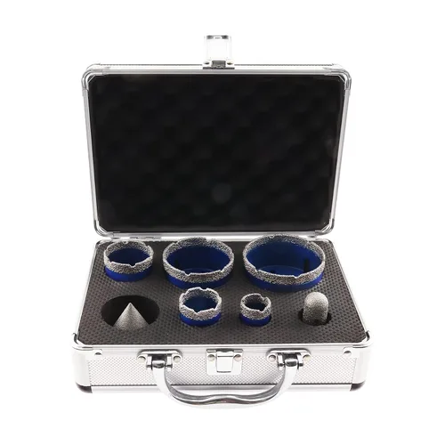 Vista 5 de Juego de brocas con núcleo de diamante para azulejos de porcelana, porcelana, cerámica, mármol, ladrillo, hormigón, sierra de agujero soldada al