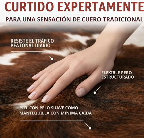 Vista 6 de HIDES BAZAAR Alfombra de Piel de Vaca Atigrada Marrón Premium con Patrón Único Marrón, Negro y Blanco - Alfombras de Piel de Vaca Natural Hechas