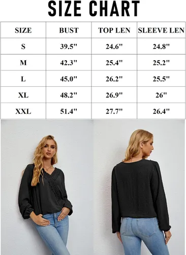 Vista 5 de LOLONG - Blusas de manga cortalarga, cuello en V y gasa, camisas de encaje con pompones, de estilo informal.