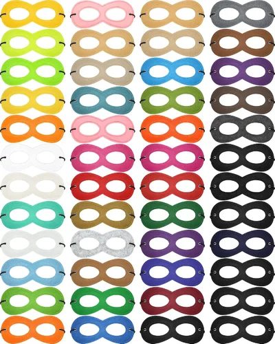 Vista 8 de JaGely Máscara de ojos de fieltro para cosplay, multicolor, ajustable, con cuerda elástica para cumpleaños, Mardi Gras