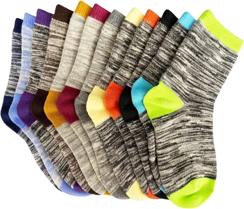 Vista 9 de JAMEGIO Boys Socks 12 Pairs Crew Socks for Toddler Kids Boys Athletic Cotton Socks