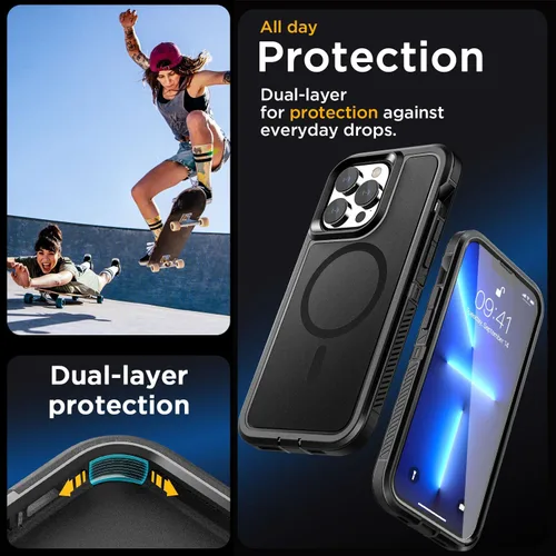 Vista 3 de AICase Funda para iPhone 13 Pro Max [compatible con Magsafe], protección magnética resistente contra caídas, cuerpo completo, a prueba de golpes, a