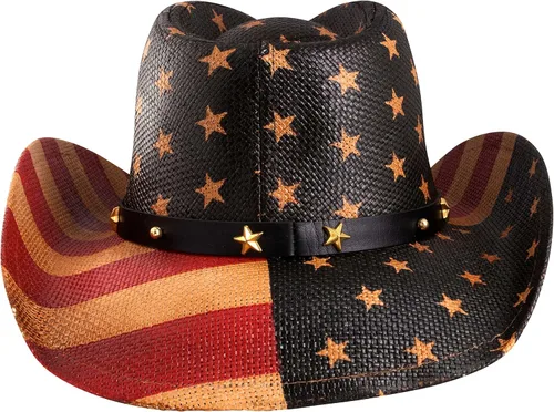 Vista 3 de GrinderPUNCH sombrero de vaquero clásico con la bandera americana