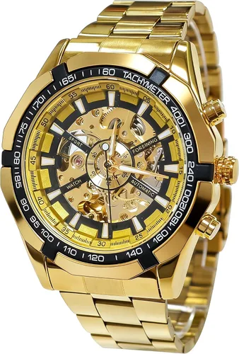 Vista 9 de Gute Relojes para hombre, esqueleto mecánico, de acero inoxidable, impermeable, automático, reloj de pulsera steampunk con esfera X de lujo