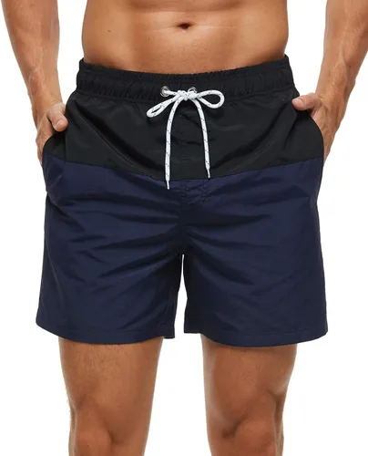 Vista 19 de SILKWORLD Traje de baño para hombre, pantalones cortos de playa de secado rápido con bolsillos Ejército Verde-ag