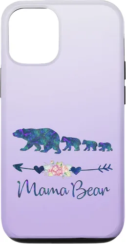Vista 28 de Teal Blue Purple Floral Mama Bear Three Cubs Silver Purple Case for iPhone 17