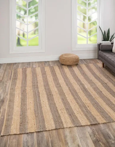 Vista 11 de Unique Loom Alfombra trenzada de la colección de yute – Bina (2' 2" x 3' 1", rectangular, gris marfil)