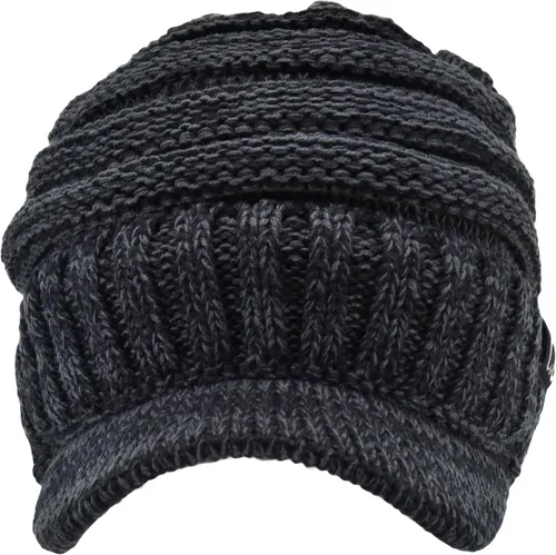 Vista 5 de C.C Gorro de punto acanalado de gran tamaño con visera