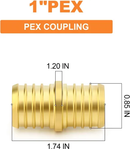 Vista 2 de GASHER 10 piezas sin plomo latón 1 "acoplamiento Pex, accesorios Pex de 1 pulgada para tubería Pex