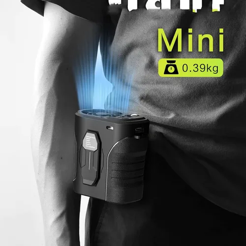 Vista 3 de Ventilador de cintura recargable de 10000 mAh, ventilador portátil con más de 24 horas de tiempo de trabajo, 15000 RPM fuerte flujo de aire