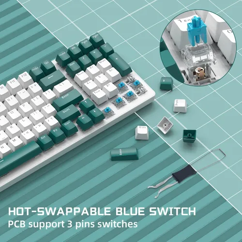 Vista 8 de RK6 Pro Teclado mecánico inalámbrico personalizado para juegos de PC, 2.4G/Bluetooth/USB-C, intercambio en caliente, retroiluminación arcoíris