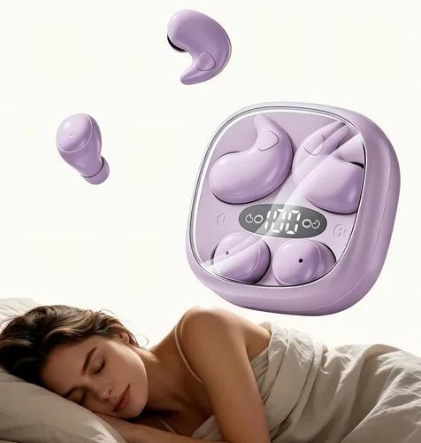 Vista 11 de Auriculares planos para dormir de lado, mini auriculares invisibles para canales auditivos pequeños, Bluetooth 5.4, batería 66H, bloqueo de ruido