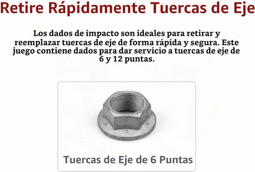 Vista 3 de TEKTON Juego de dados de impacto de tuerca de eje de transmisión de 1/2 pulgada, 7 piezas SID92003