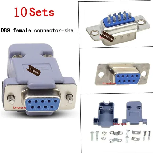 Vista 3 de 20 unidades RS232 puerto serie paralelo DB9 9 Pin D Sub macho/hembra conector + 20 piezas DB9 cubierta de carcasa de plástico