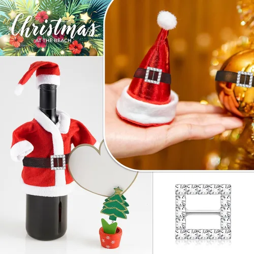 Vista 7 de 30 piezas de hebilla cuadrada de Navidad de 0.630 in con diamantes de imitación, cinta deslizante, hebilla de cinta de Navidad, hebilla de cinturón