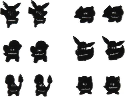 Vista 2 de Juego de 6 aretes de Pokemon con diseño de personajes esmaltados