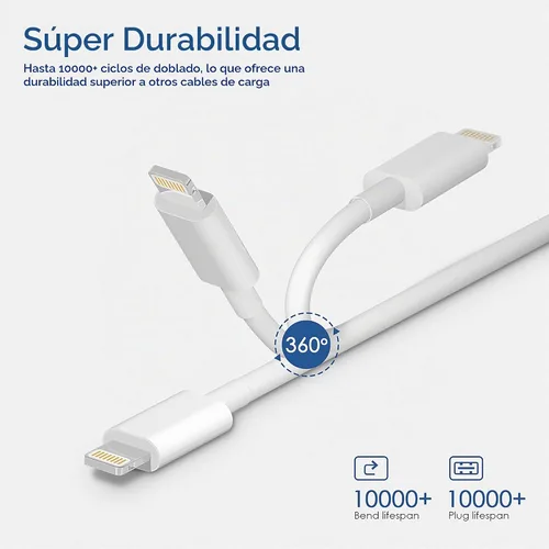 Vista 4 de Cables de carga para iPhone, [certificado MFi], paquete de 3 cables Lightning a USB compatibles con iPhone 11/Pro/X/Xs Max/XR/8 Plus/7 Plus/6/iPad