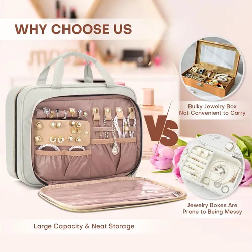 Vista 6 de Neceser de viaje con organizador de joyas, Beige