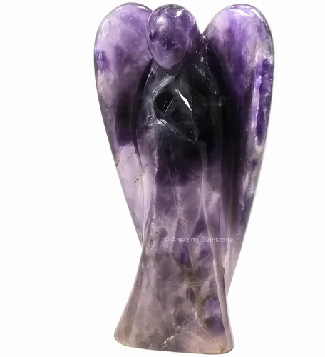 Vista 2 de Ángel de Amatista de Amazing Gemstone - Ángel de Cristal de Amatista y Figuras de Ángel Guardián de Bolsillo de Cristal de Amatista (10 centímetros)