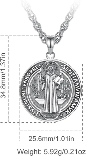 Vista 181 de CELESTIA Medallas de plata de ley 925 San Miguel/San Cristóbal/San Benito/San Gabriel/Virgen María/Jesús/Caravaca/Metatrón/Sello de los Siete
