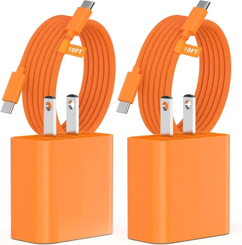 Vista 16 de Matsusho Cargador para iPhone 17 y 16 de carga rápida de 10 pies, paquete de 2 bloques de cargador de pared USB C de 20 W con cable de carga tipo C
