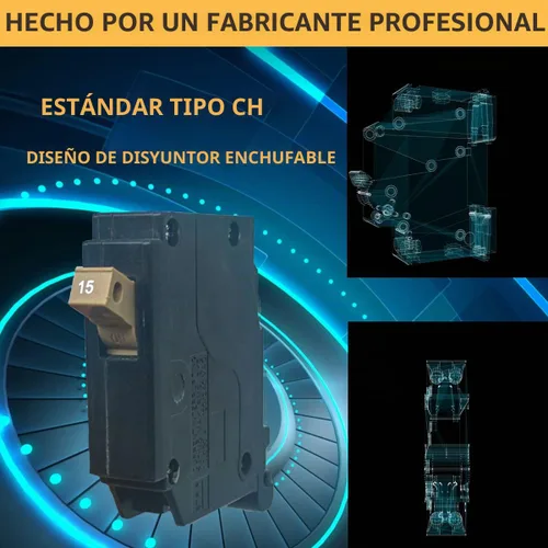 Vista 5 de Interruptor de circuito de 15 Amp, 1 polo, tipo de enchufe de 3/4 de pulgada, disyuntor de caja moldeada compatible con centros de carga OEM, 10KA