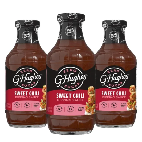 Vista 14 de G Hughes Salsa de chile dulce sin azúcar, 18 onzas (paquete de 4) Salsas de inmersión sin gluten, salsa picante sin azúcar, condimento de chile