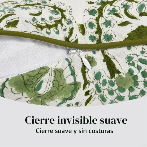 Vista 6 de CPC Funda de Cojín Verde Ágata 100% Algodón con Estampado en Bloque 12x20 pulgadas, Funda de Almohada Floral Boho Hecha a Mano, Ropa de Cama