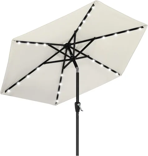 Vista 35 de ABCCANOPY Sombrillas solares duraderas para patio con 24 luces LED de 7.5 pies con 6 varillas resistentes (borgoña)